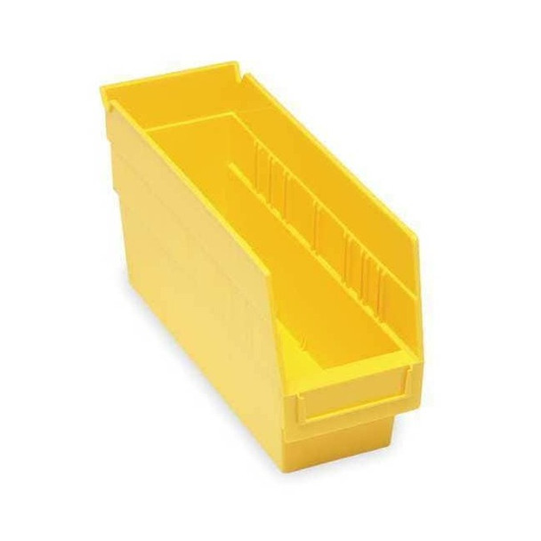 Shelf Storage Bin, Polypropylene, Yellow, 6 in H, 4 1/8 in W, 11 5/8 in L