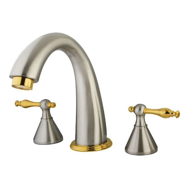 Roman Tub Faucet, Brushed Nickel/Polished Brass, Deck Mount