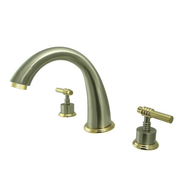 Roman Tub Faucet, Brushed Nickel/Polished Brass, Deck Mount