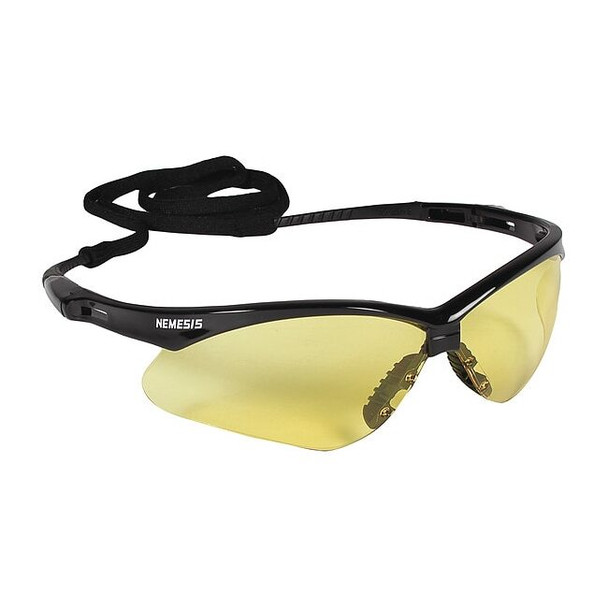 V30 Nemesis Safety Glasses,  Anti-Scratch, Wraparound, Black Frame, Amber Lens