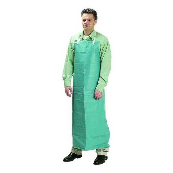 Chemical Resistant Bib Apron, PVC, 18 mil Thick, 50 in L, Blue, Universal Size