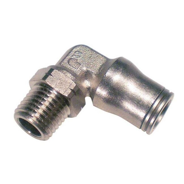 Legris Push-Fit Elbow Fitting, 1/4 in Tube Size, Brass, Silver 3609 56 14