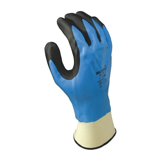 Coated Gloves, Nitrile, Sandy, Full, Not Rated Abrasion Level, Blue, 8 1 PR