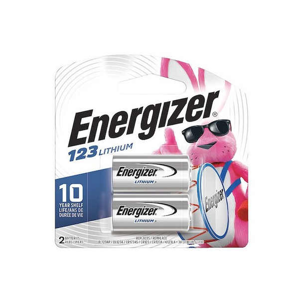 Energizer Lithium Battery, 123 3V DC 2 PK EL123ABP2