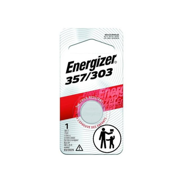 Energizer Button Cell Battery, 357, 1.55 Volt, Zero Mercury 357BPZ