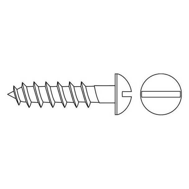 Wood Screw, #4, 1/2 in, Zinc Plated Steel Round Head Slotted Drive, 100 PK
