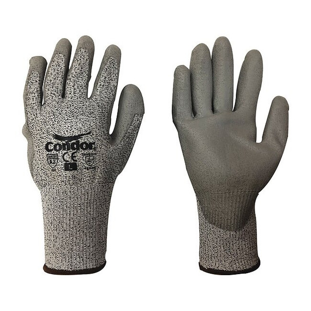Cut Resistant Coated Gloves, Cut Level A2 ,Dipped ,Polyurethane ,Smooth ,S 1 PR