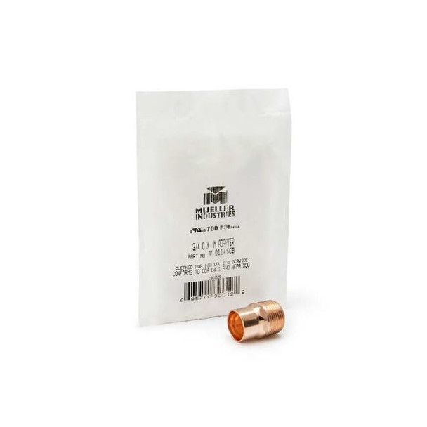 Streamline Straight,Copper,Cup1/2in,MNPT1/2in W 01131CB Pack of 10