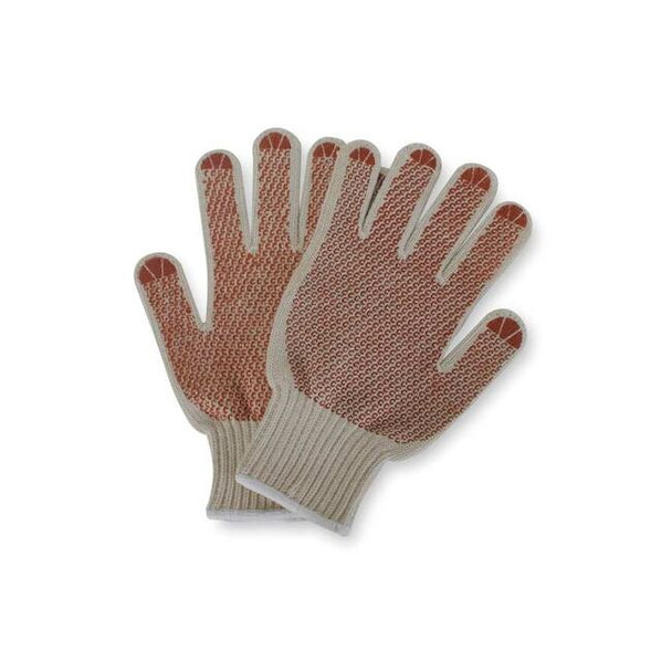 Knit Gloves, Cotton/Polyester, Dotted Full, Knit, Beige/Red, L, 1 PR Pack of 12
