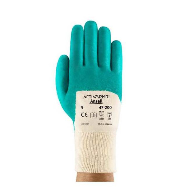 Coated Gloves, Nitrile, Textured, 3/4 Dip, 3 Abrasion Level, Green, XL (10) 1 PR