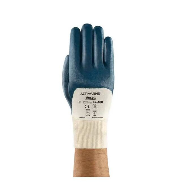 Coated Gloves, Nitrile, Textured, 3/4 Dip, 4 Abrasion Level, Blue, XL (10) 1 PR