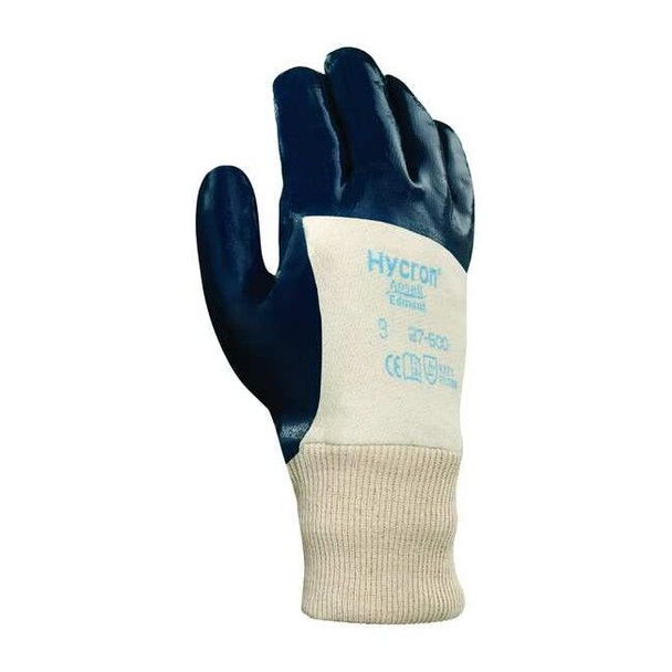 Coated Gloves, Nitrile, Smooth, 3/4 Dip, 4 Abrasion Level, Blue, 10 1 PR