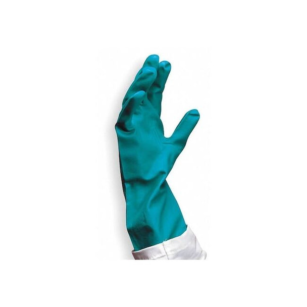 Chemical Resistant Gloves, Nitrile, 13 in L, 15 mil, Green, 9, 1 PR Pack of 12