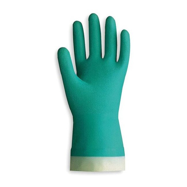 Chemical Resistant Gloves, Nitrile, Bisque Gauntlet, Green, 11, 1 PR