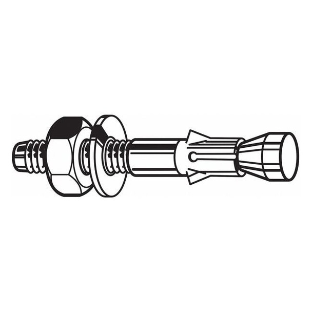 Wedge Anchor, 1/2" Dia., 4-1/2" L, Carbon Steel Zinc Plated, 10 PK
