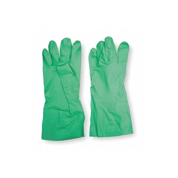 Chemical Resistant Gloves, Nitrile, 13 in L, 11 mil, Green, 7, 1 PR Pack of 12