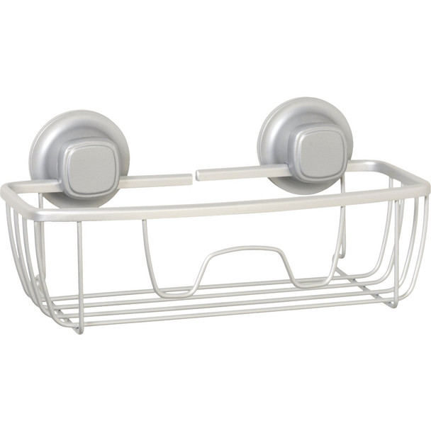 Zenna Home Rustproof Satin Chrome Power Grip Pro Adhesive/Suction Storage Basket