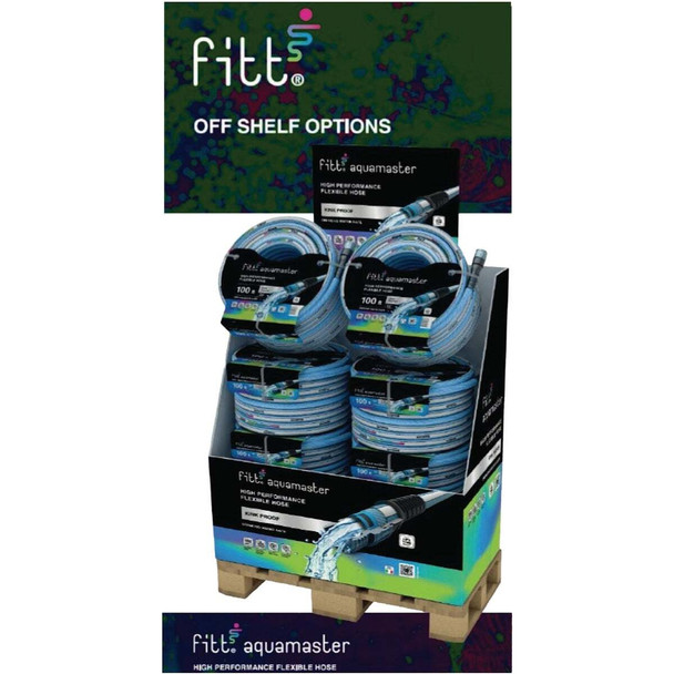 Fitt AquaMaster 5/8 In. Dia. x 100 Ft. Hose Quarter Pallet Display (12-Piece)