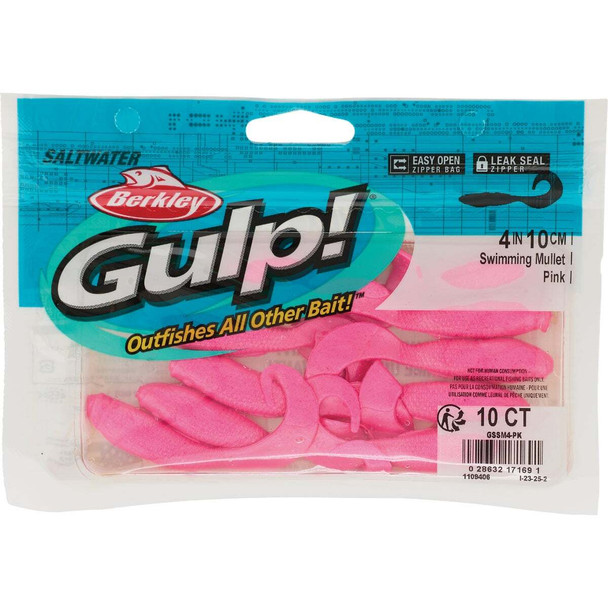 Berkley Gulp! Pink Saltwater Swimming Mullet Fishing Lure GSSM4-PK