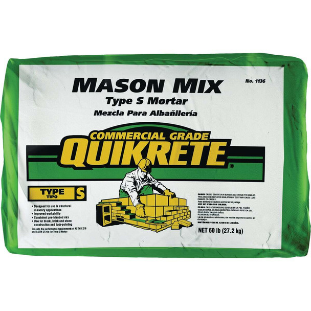 Quikrete 60 Lb. Mason Type S Mortar Mix 113600
