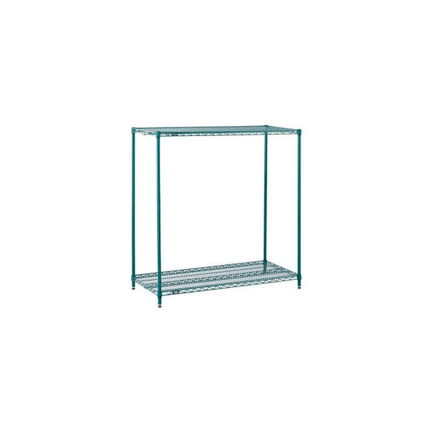 Nexel 2 Shelf Poly-Green Wire Shelving Unit Starter 42""W x 21""D x 34""H