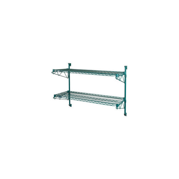 Nexel Poly-Green Adjustable Wall Mount Wire Shelving 2 Shelf Starter 48""Wx18""D