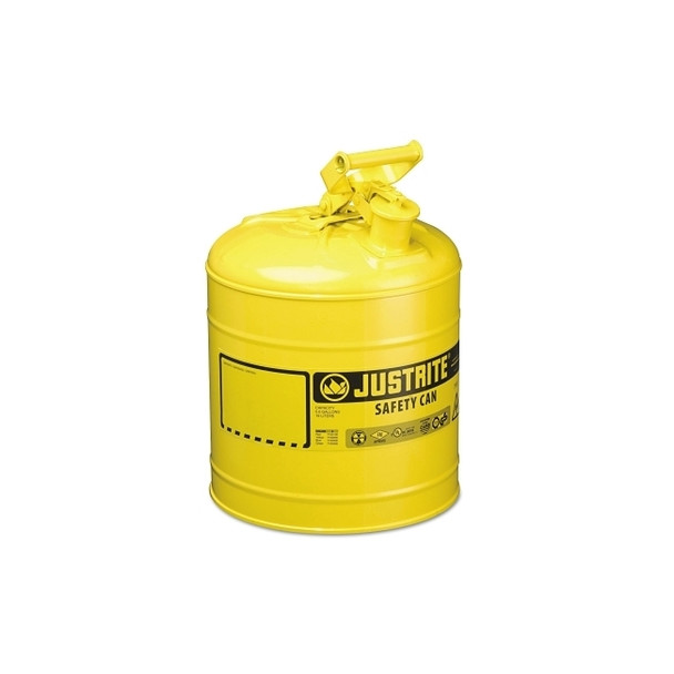 Type l Steel Safety Can, Diesel, 5 gal, Yellow, Includes Stainless Steel Flame Arrestor; Swinging Handle