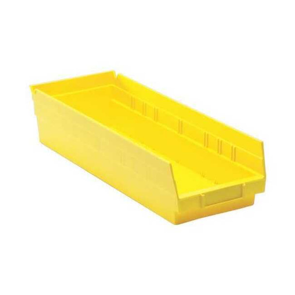 Shelf Storage Bin, Polypropylene, Yellow, 4 in H, 6 5/8 in W, 17 7/8 in L