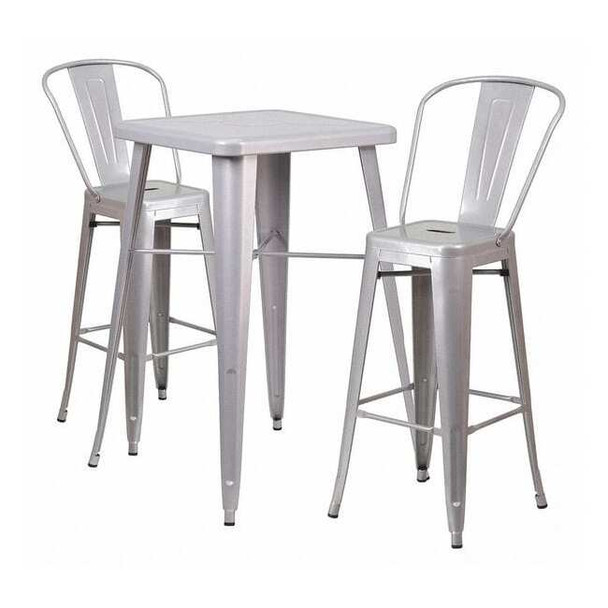 Square 27.75" W, 27.75" L, 40" H, Metal, Grey