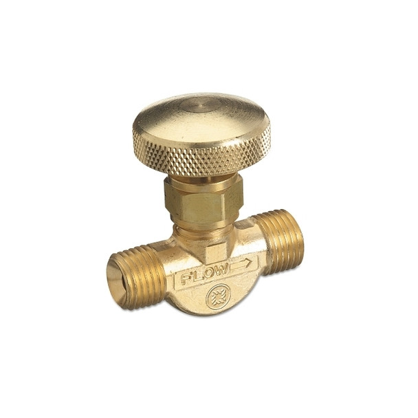 Brass Body Valve for Non-Corrosive Gases, 200 psig, B-Size 9/16 in-18 RH (M), Oxygen CGA-022