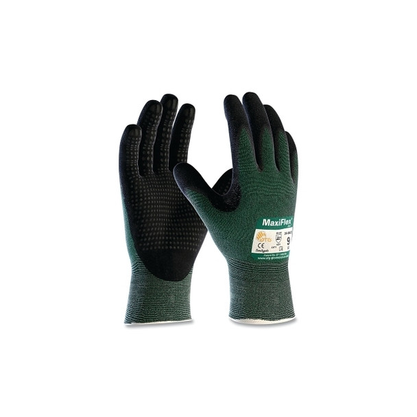 MaxiFlex® Cut™ by ATG® Premium Nitrile Coated Gloves, Micro Dot Palm, Medium, Black/Green
