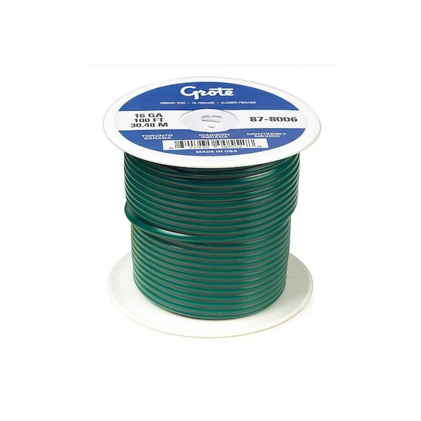 Grote Automotive Cable, 16 AWG, Green, 100 ft 87-8206