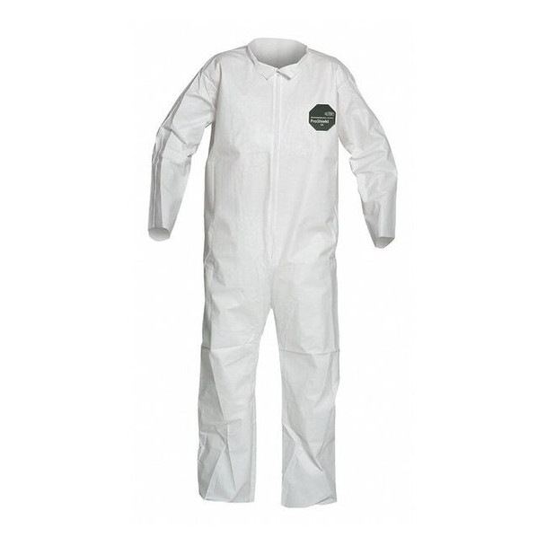Dupont Collared Disposable Coveralls, S, White, zipper NB120SWHSM002500
