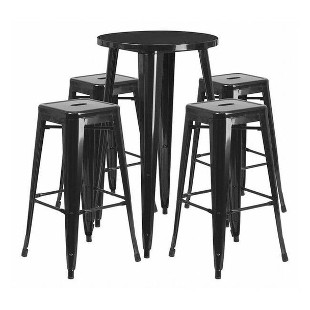 Round 24" W, 24" L, 41" H, Metal, Black