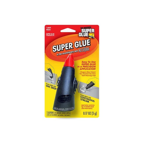 Super Glue Instant Adhesive, Accutool Series, Clear, 0.17 oz, Tube 19025