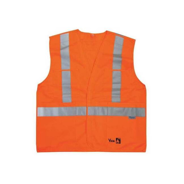 Viking Flame Resist Vest,Class 2,2XL/3XL,Orange 6136FR-2XL/3XL Pack of 25