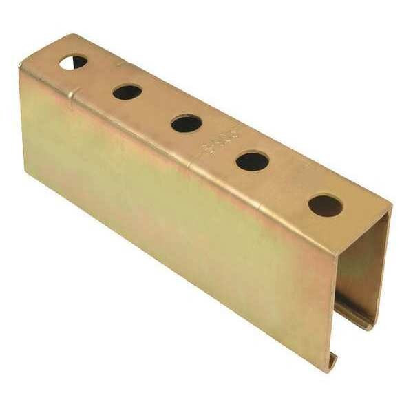 Single Channel Strut, Punched, Steel, Electroplated, 9/16 in Hole Size, Gold