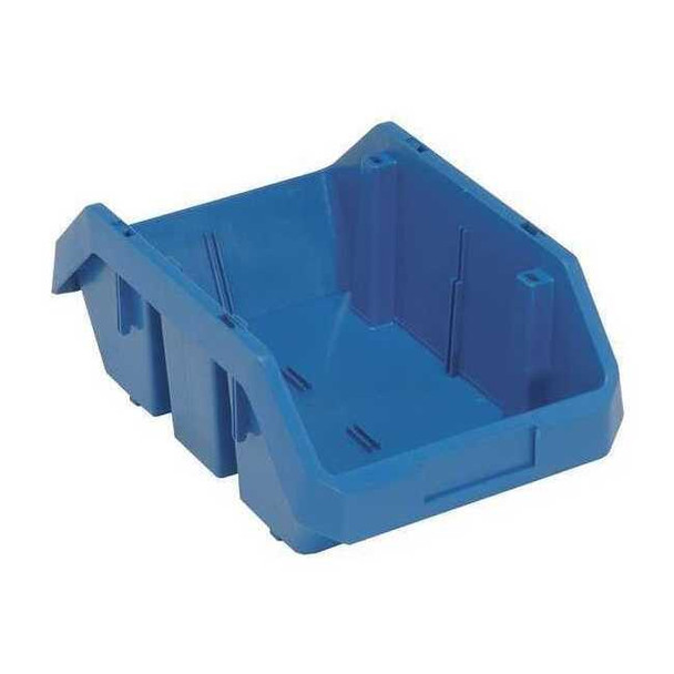 Hang & Stack Storage Bin, Plastic, Blue, 5 in H, 8 3/8 in W, 12 1/2 in L