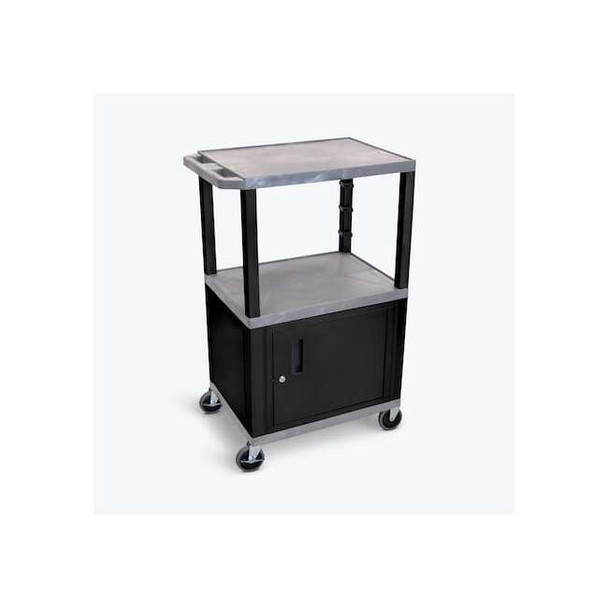 AV Cart - 42"H - Three Shelves with Cabinet, Drawer and Electric