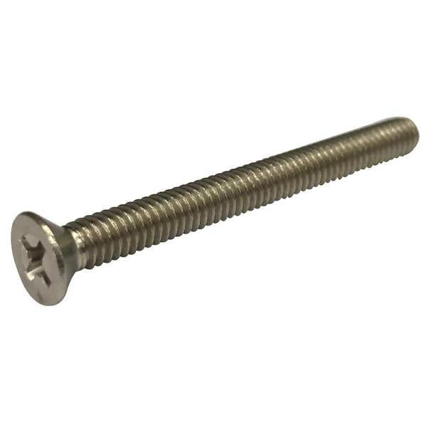#0-80 x 3/16 in Phillips Flat Machine Screw, Plain Stainless Steel, 100 PK