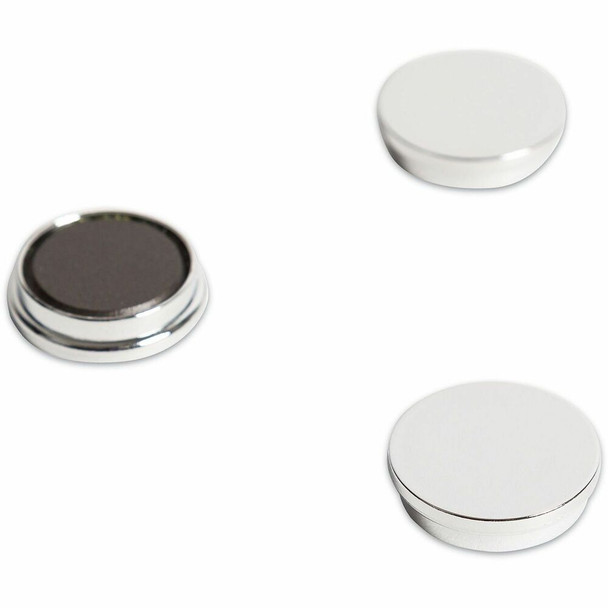U Brands Board Magnet - 1.3" Diameter - Circle - 10 / Pack - Silver