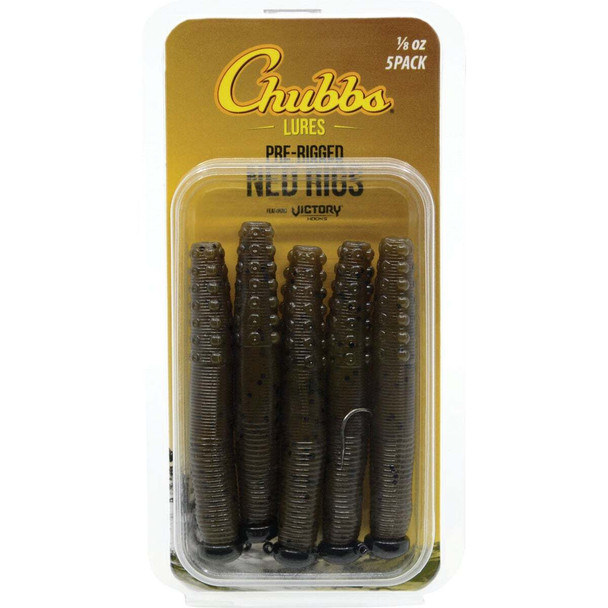 Chubbs Rigged Ned 1/8 Oz. Green Pumpkin (5-Pack) YNR518-GPK