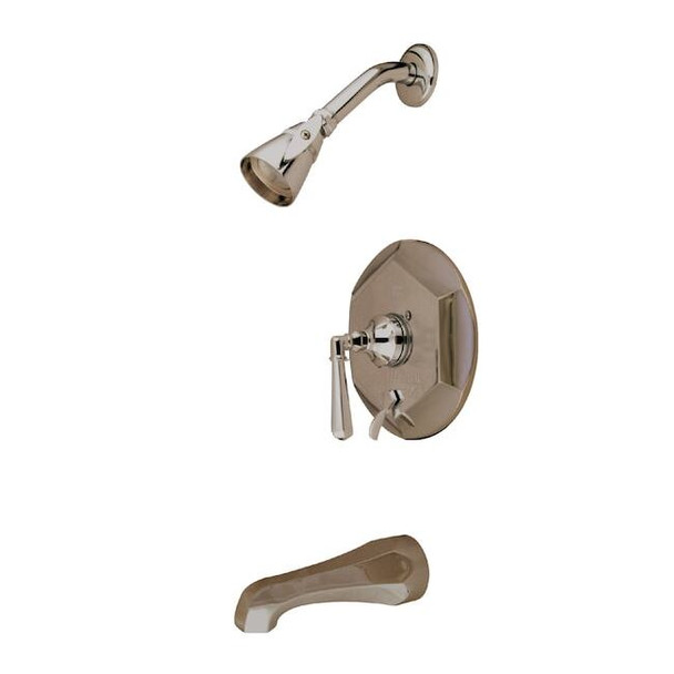 Tub and Shower Faucet, Standard, 3, Wall Mount, Brushed Nickel