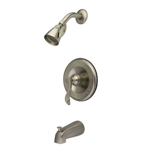 Tub and Shower Faucet, Standard, 3, Wall Mount, Brushed Nickel