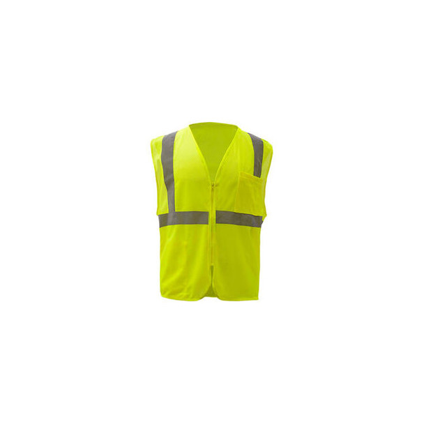 GSS Safety 1001 Standard Class 2 Mesh Zipper Safety Vest Lime Large