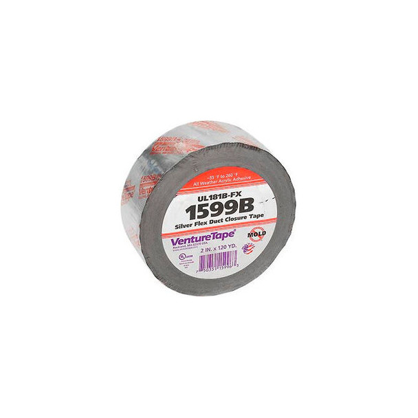 3M VentureTape UL181B-FX FlexDuct Tape 2 IN x 120 Yards Sliver 1599B-G669