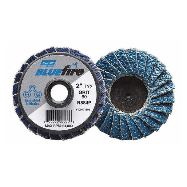 Norton Abrasives Flap Disc,Fine,Grit 120,TY 2,3in,Blfire 77696090184