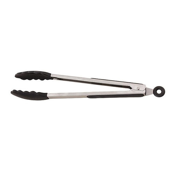 Crestware Tong,Black,13 in. L,Stainless Steel BSFT12