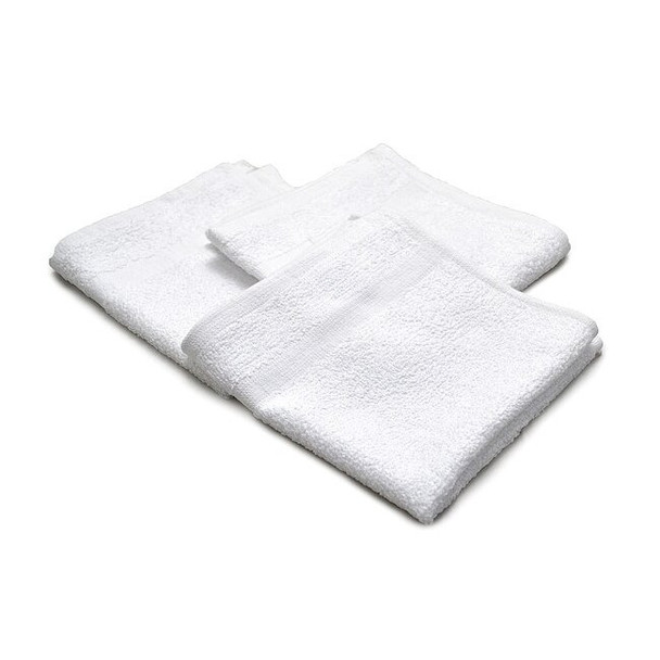 R & R Textile Wash Cloth, 12x12 In, White,PK12 X03100