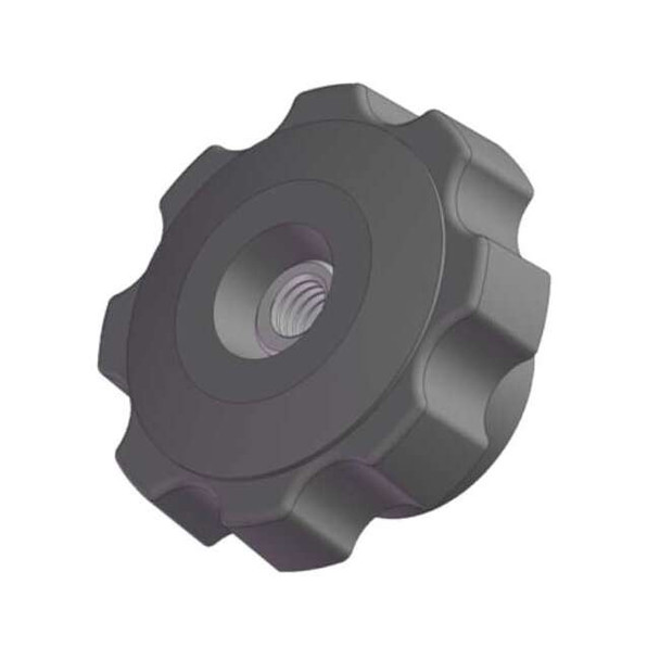 Fluted Knob, 5/16-18 Thread Size, 1.25"L, Thru, Locking Tap, Steel